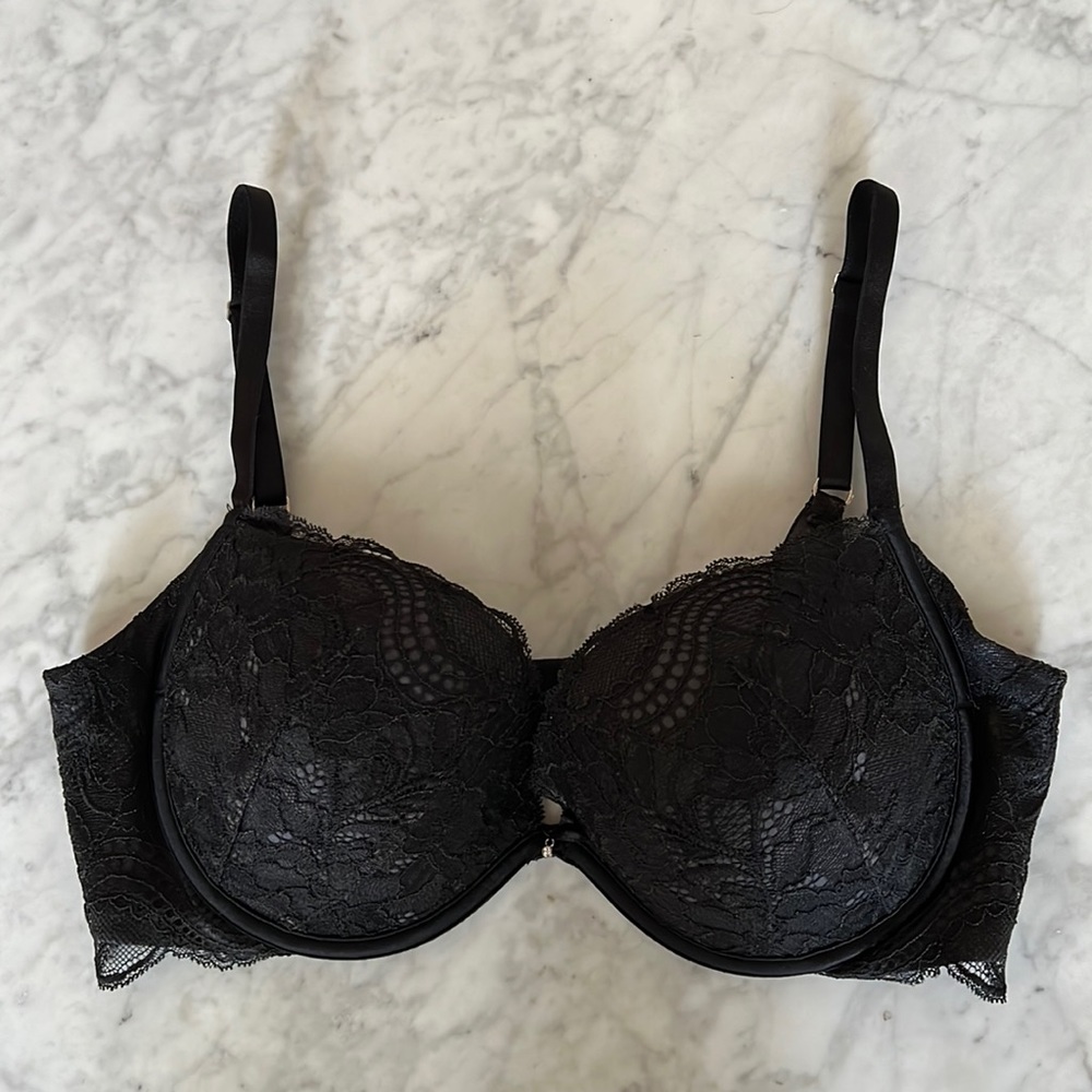 Reggiseno Victoria's Secret Perfect Shape PushUp UW 40C - White Silver STAR Mesh Extreme Lift